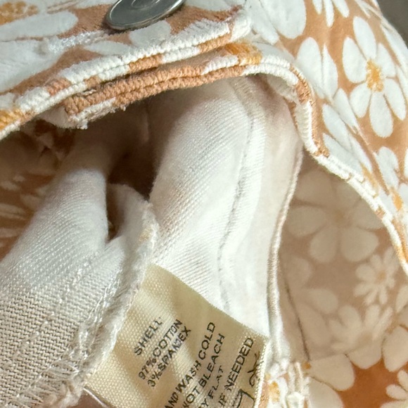 Peach Love California|Boho floral print wide leg bell bottom jeans,neutral tan • - Picture 11 of 15